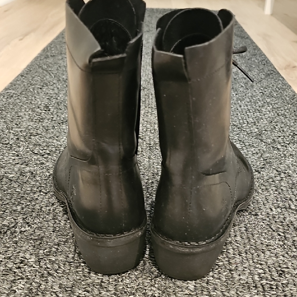Fly London Black Combat Moto Boots High-Top Lace-Up - Picture 3 of 8